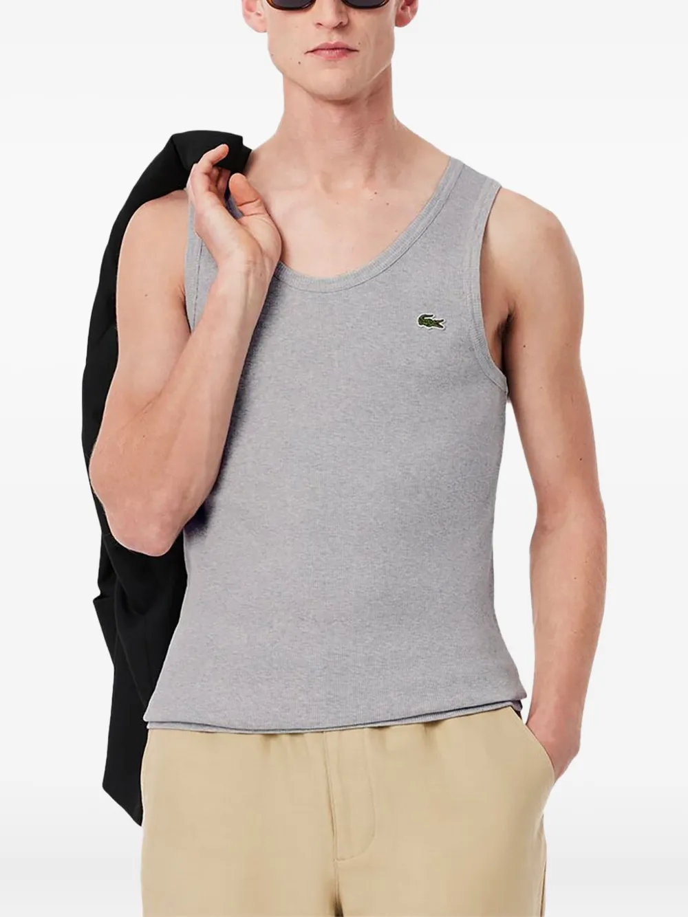 Lacoste ribbed tank top - Grijs