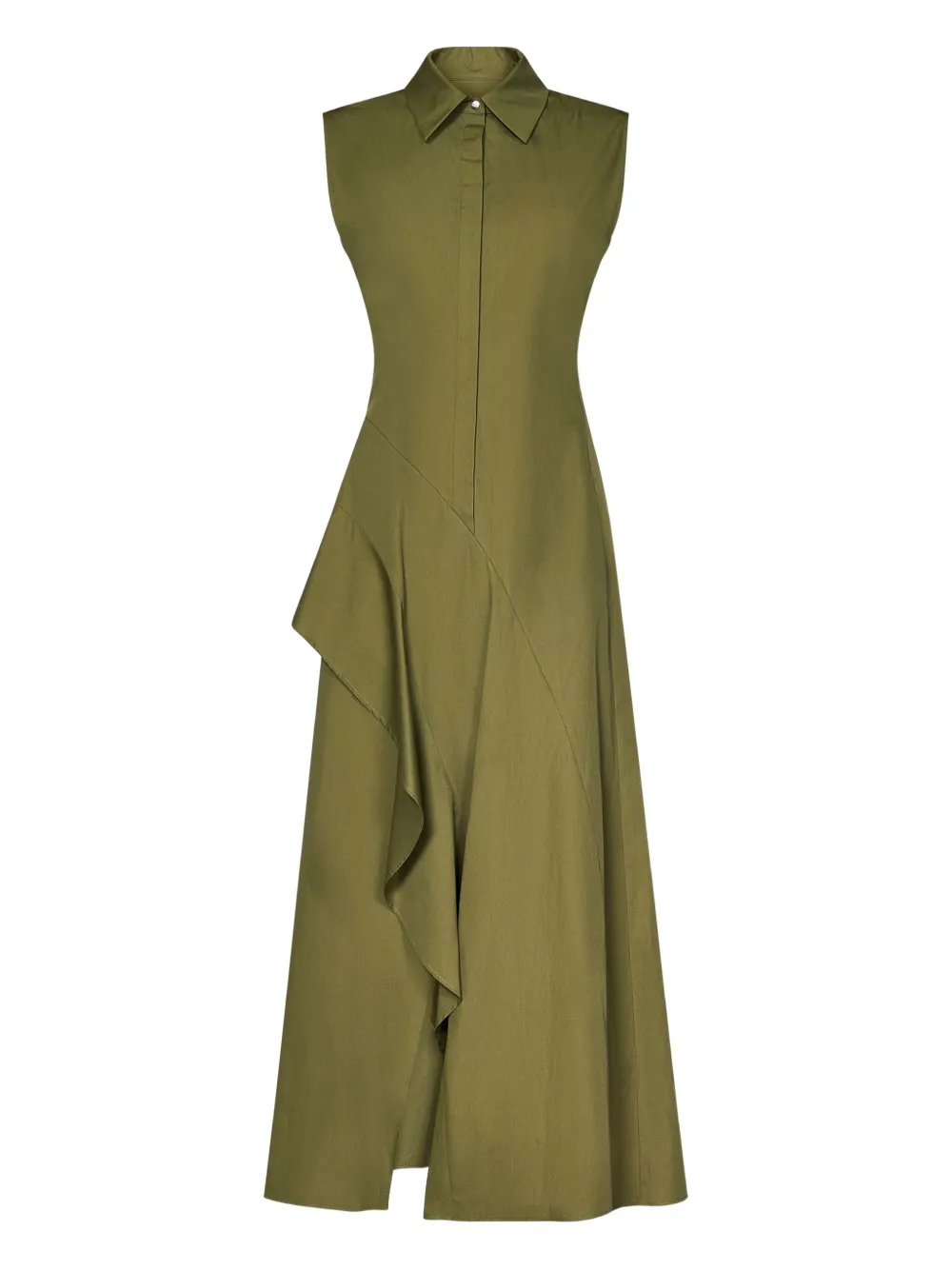 Max Mara poplin A-line midi dress Groen