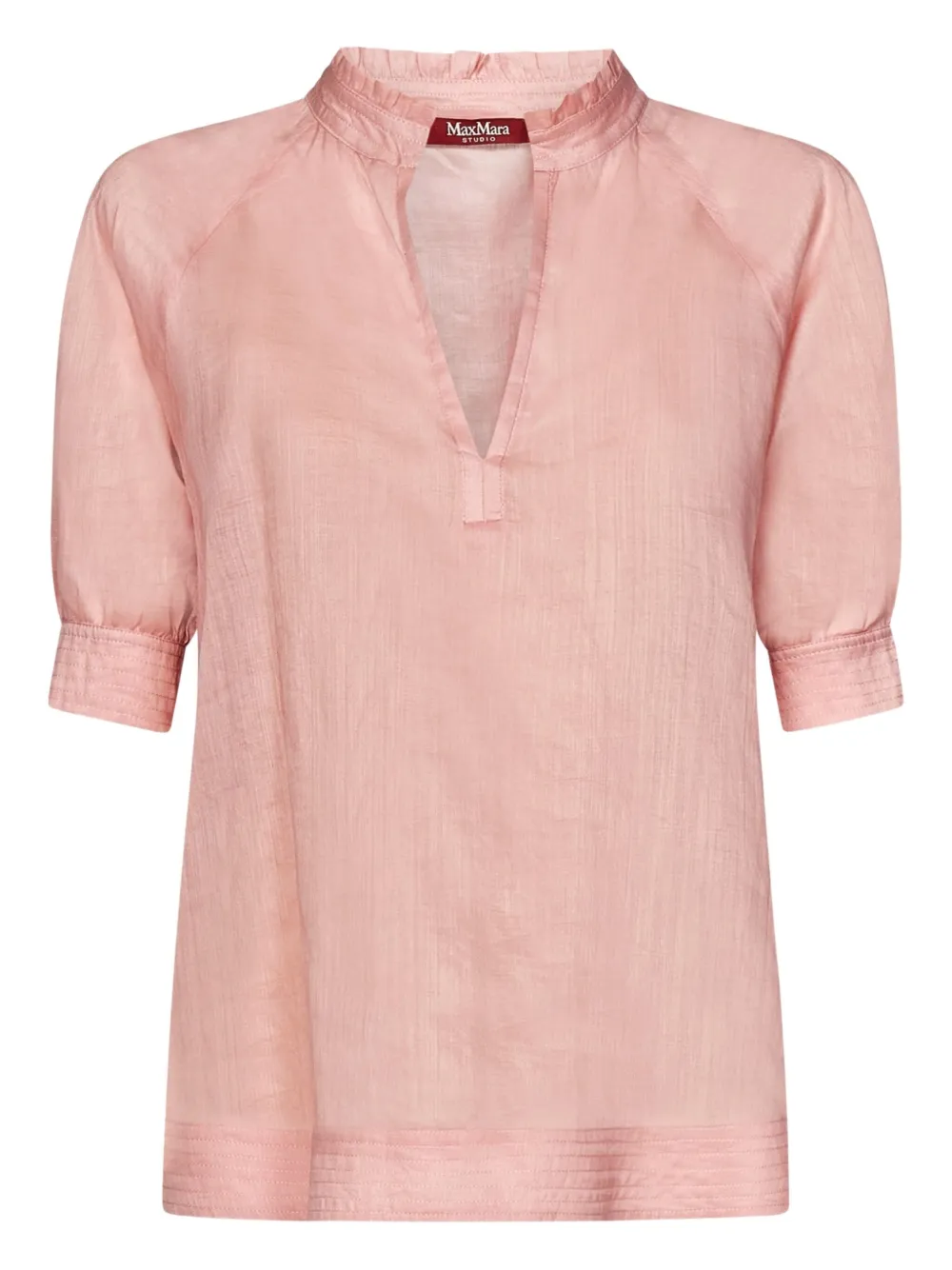Max Mara Blouse met pofmouwen en bies Roze