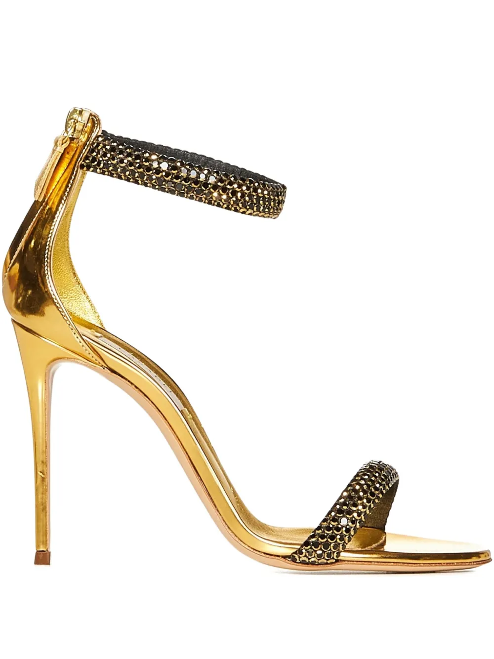 Casadei 100mm crystal-embellished sandals Gold