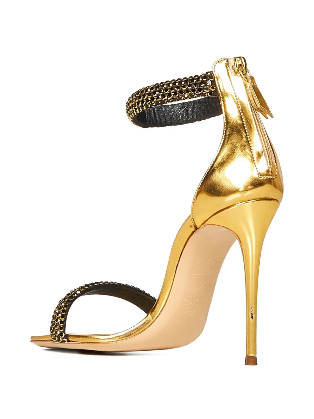 Casadei 100mm crystal-embellished sandals Gold