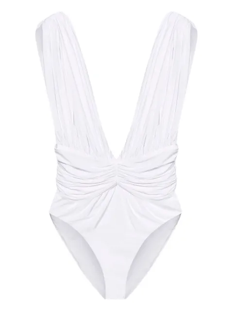 Giambattista Valli plunge-neck ruched swimsuit
