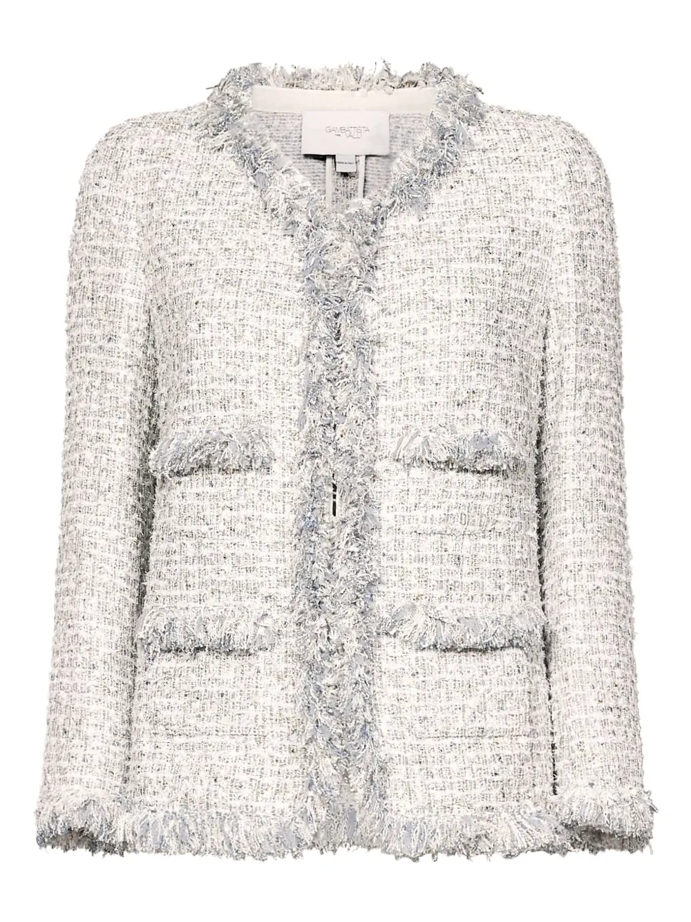 Giambattista Valli chamarra de tweed con cuello en V | azul | Image 1