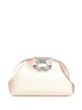 Amina Muaddi Camelia satin clutch bag - Neutrals