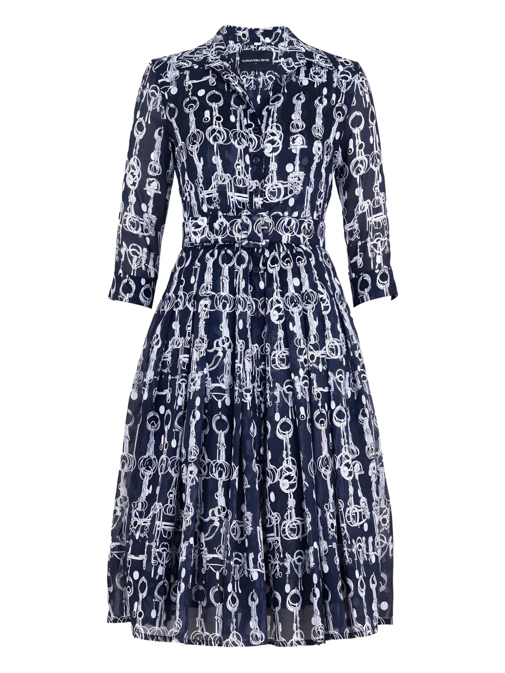 Audrey chain-print belted dress