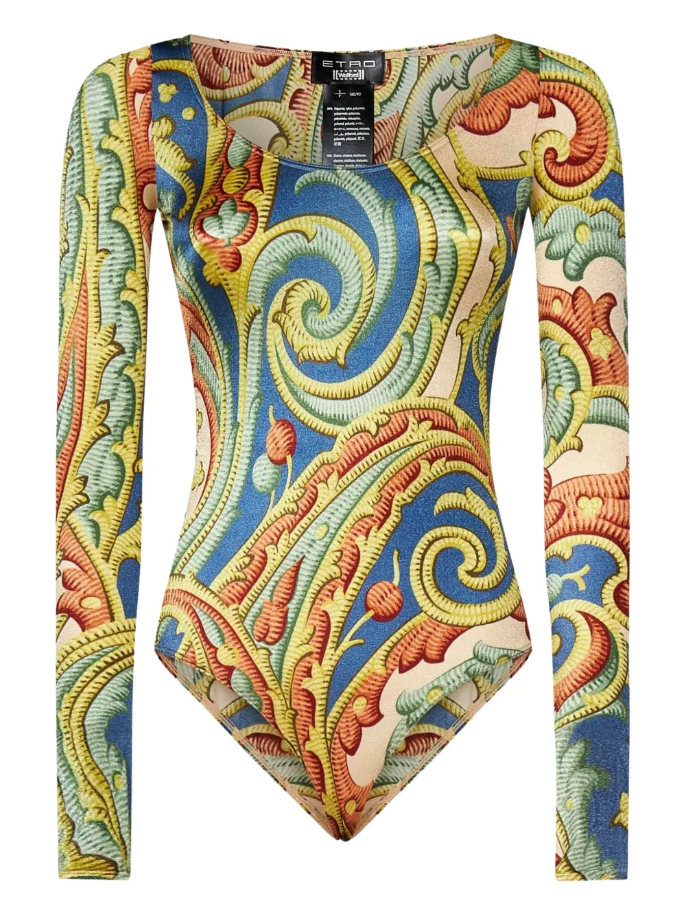 Wolford Body a maniche lunghe con stampa paisley - Verde