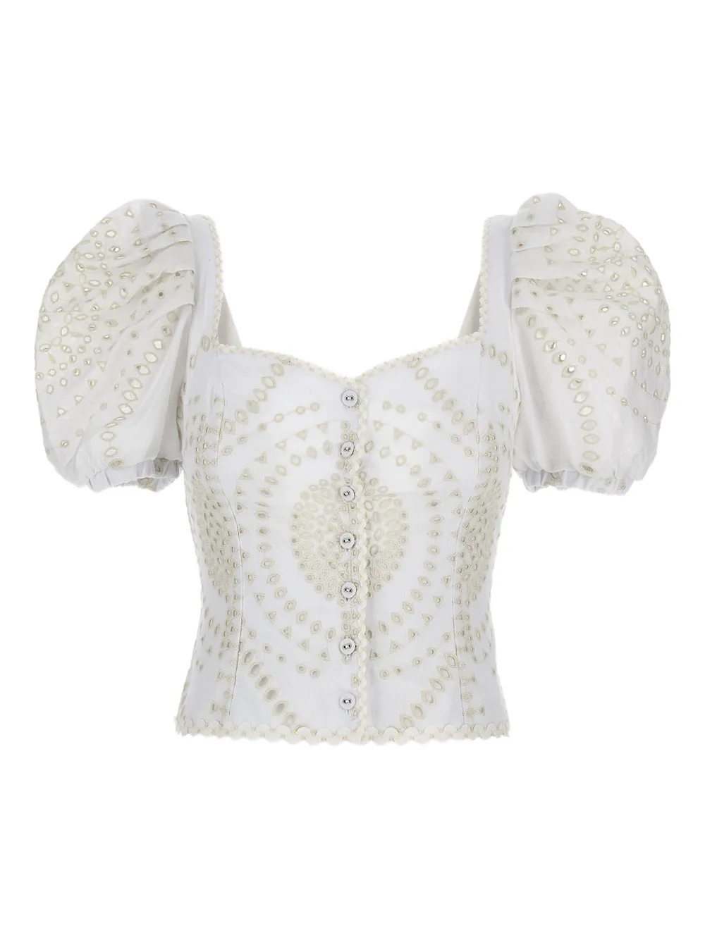 Charo Ruiz Ibiza embroidered puff-sleeve top | White | Image 1