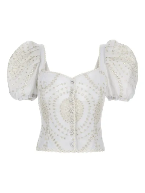 Charo Ruiz Ibiza embroidered puff-sleeve top