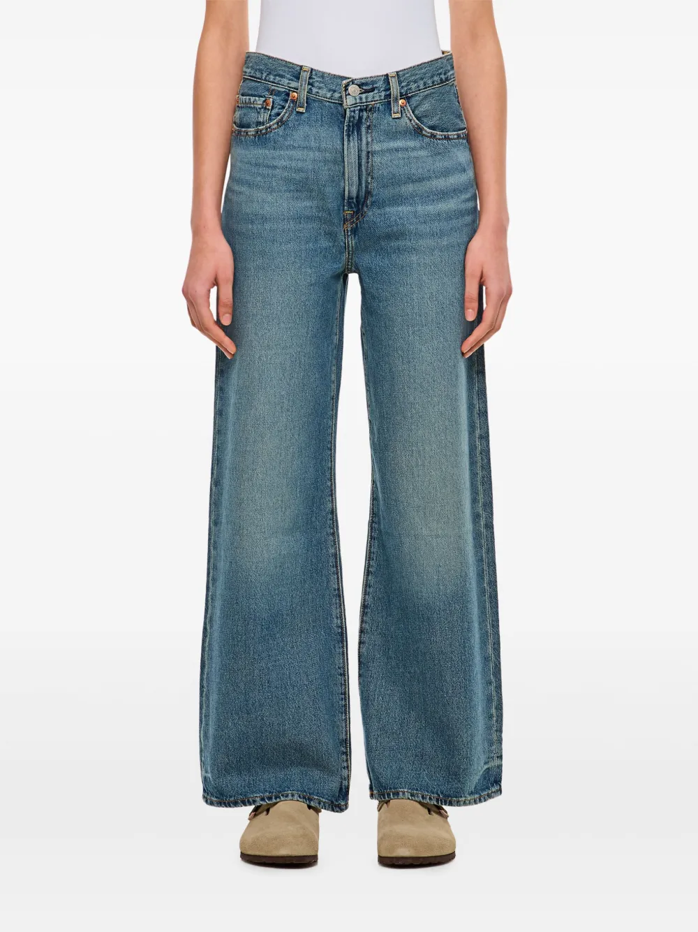 Levi's cotton wide-leg jeans Blauw