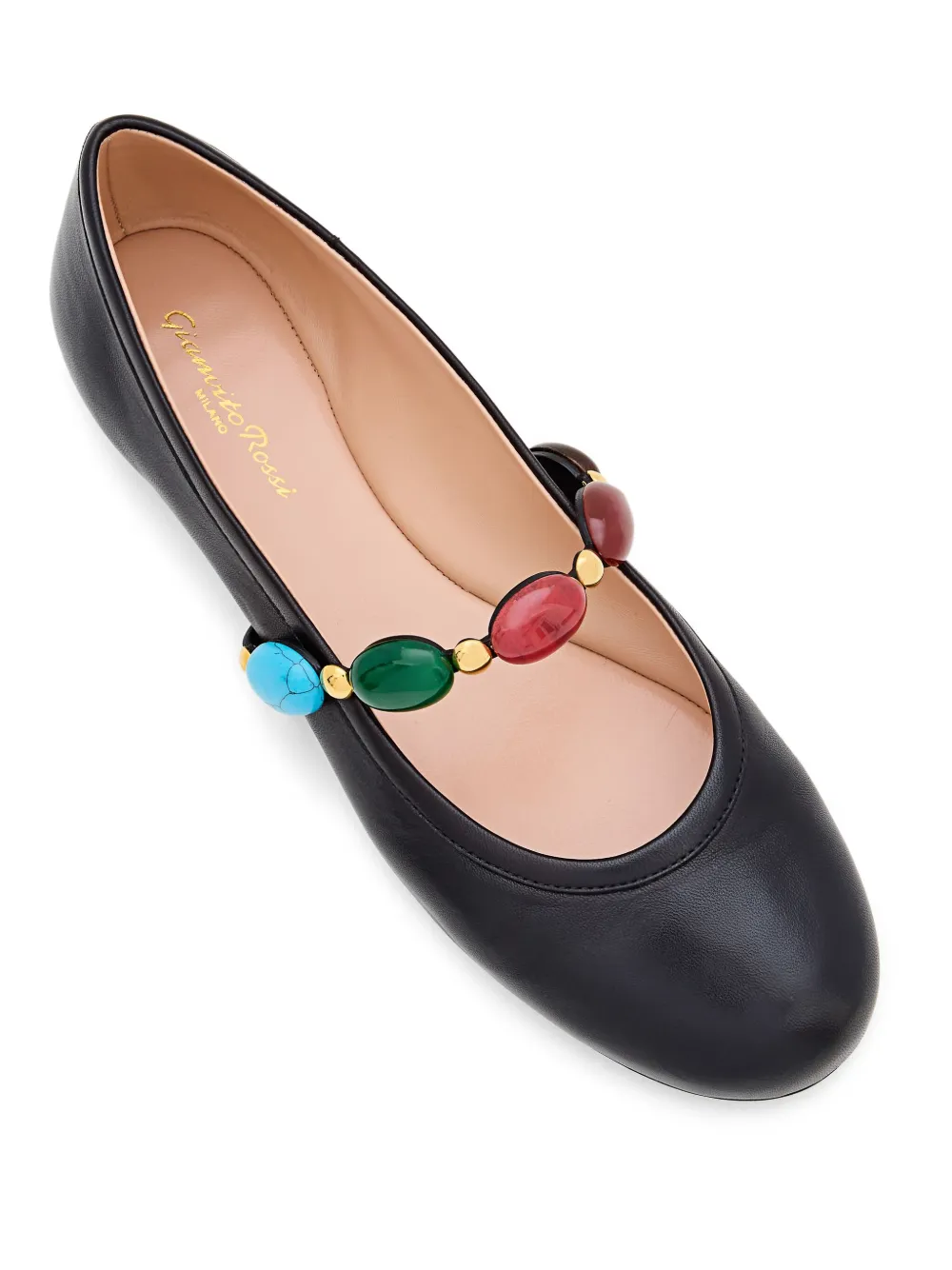 Gianvito Rossi stone-embellishment ballet flats Black