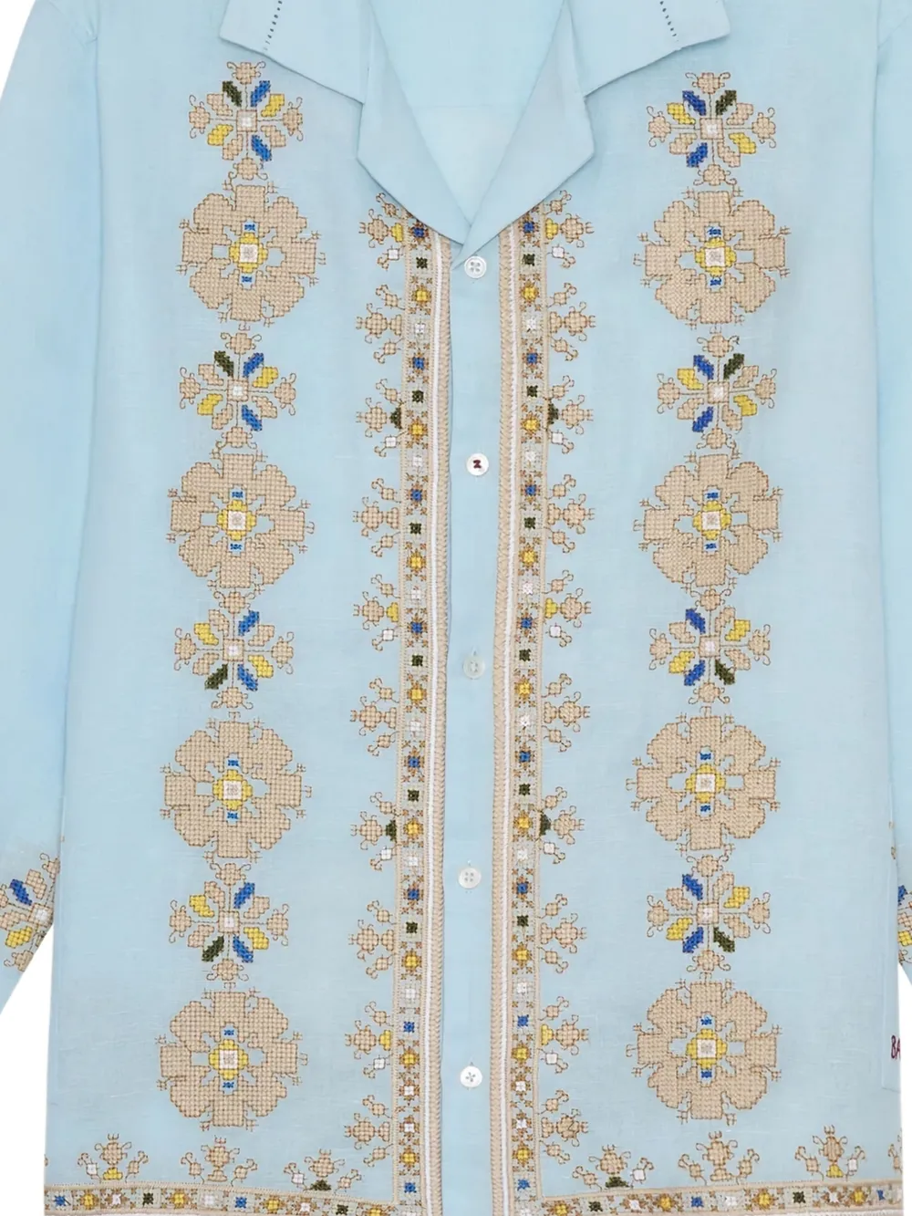 Baziszt Overhemd van katoenblend - Blauw