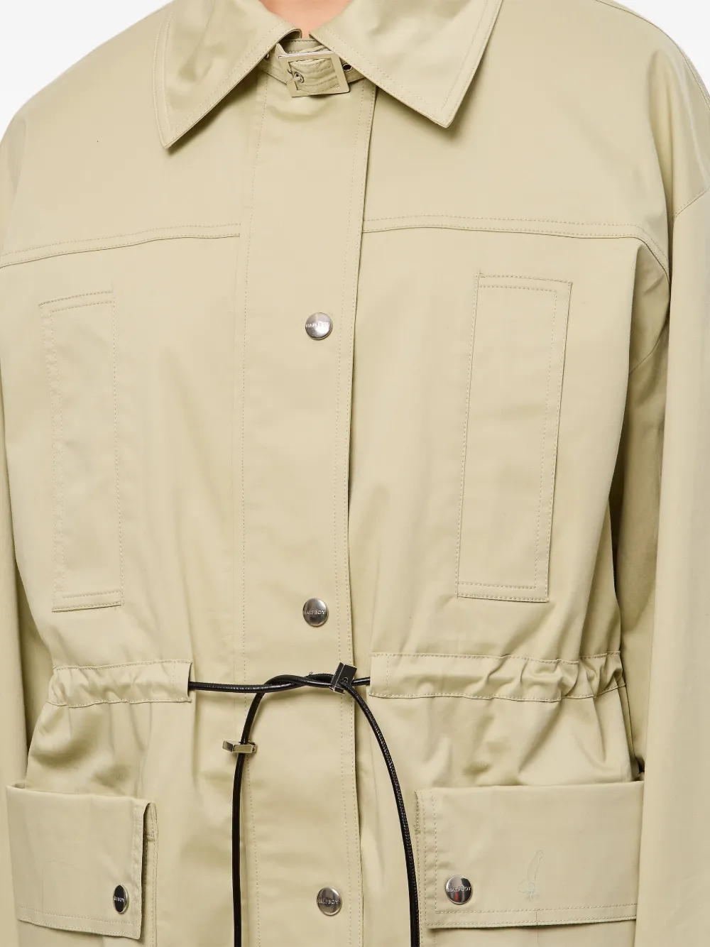 Halfboy Parka met trekkoordtaille Beige