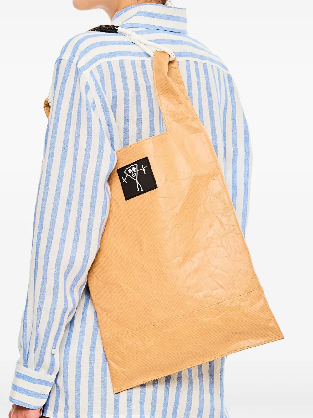 Plan C Leren shopper - Beige