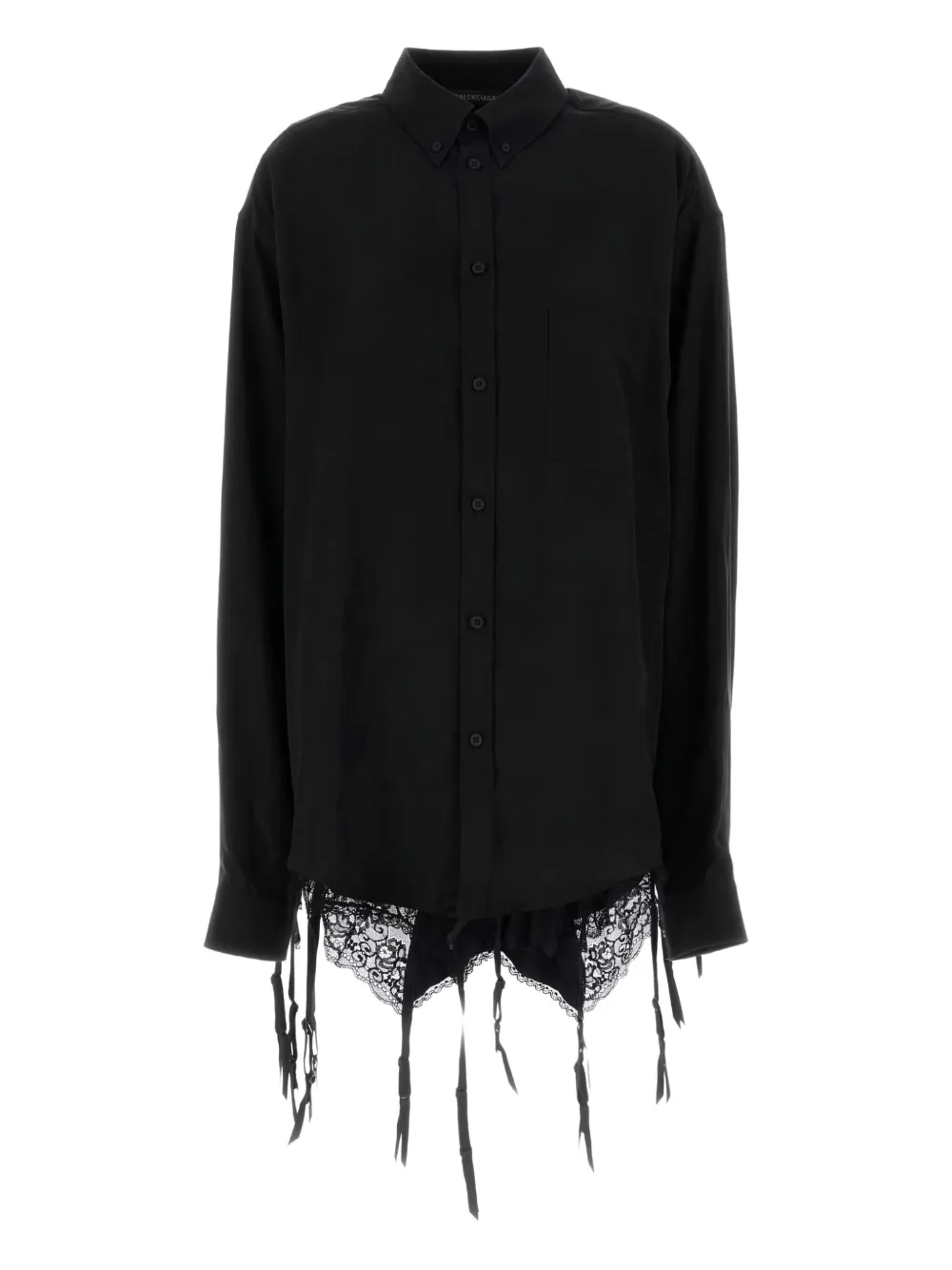 Balenciaga lace-trim shirt - ブラック Balenciaga lace-trim shirt - ブラック