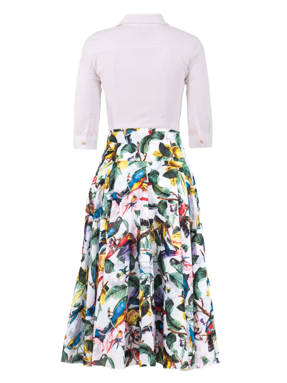 Samantha Sung Aster floral-print pleated midi skirt - Wit