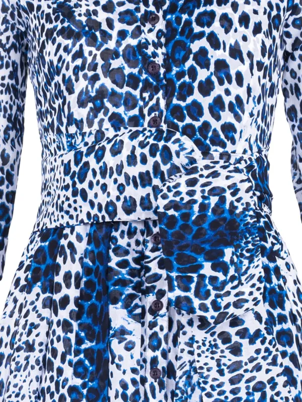 blue leopard print shirt dress Blue with Black Leopard Ray Midi T-Shirt Dress Scamp & Dude main image 0