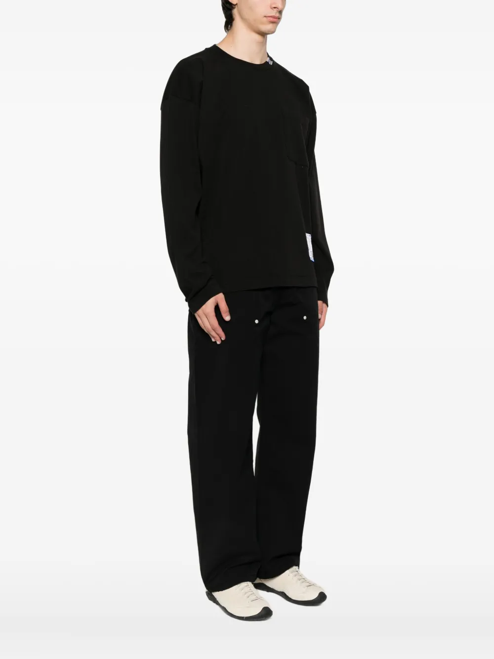 Maison MIHARA YASUHIRO patch-pocket long-sleeve T-shirt Zwart
