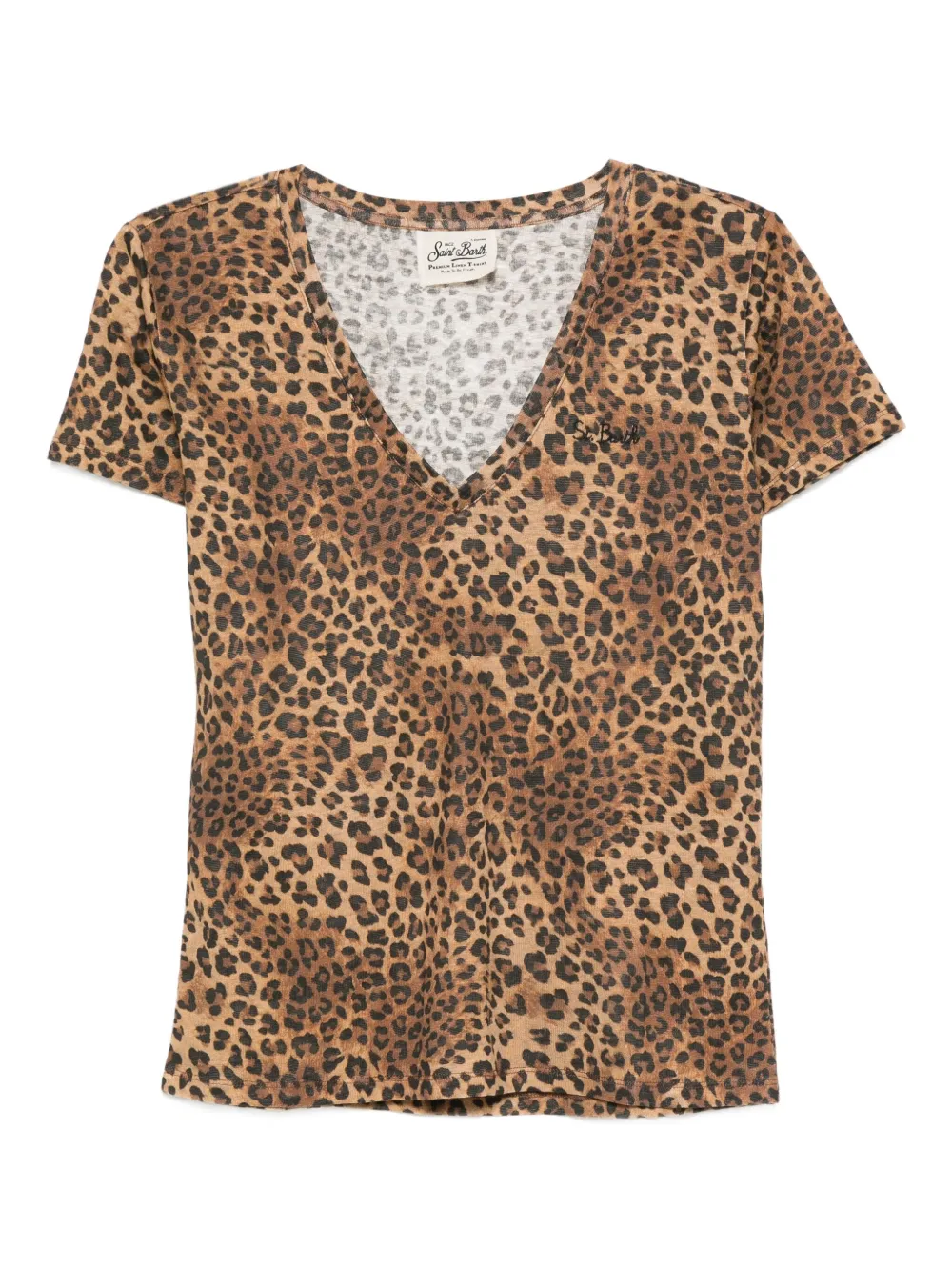MC2 Saint Barth leopard print v-neck T-shirt Bruin