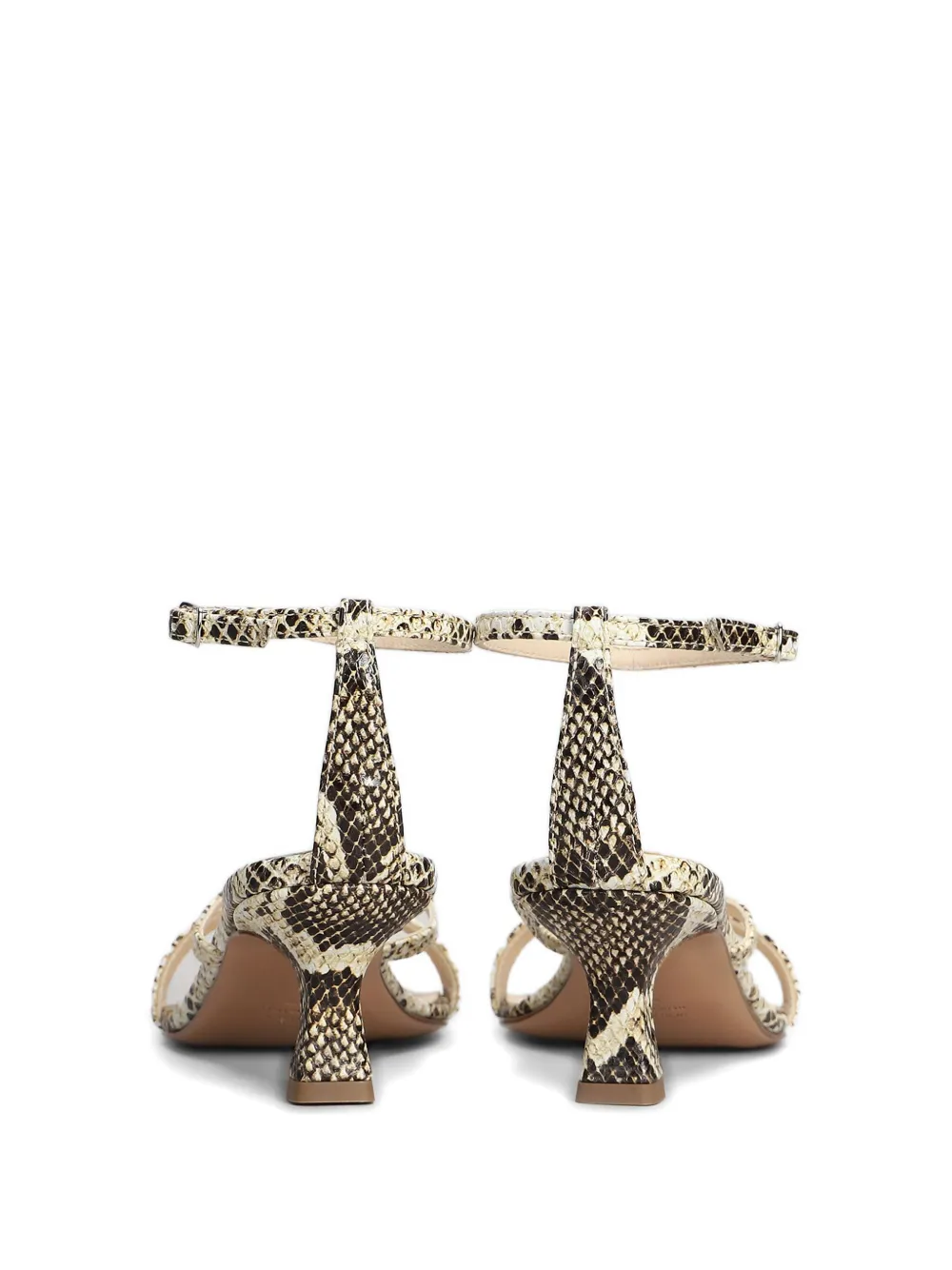 Anna F. 70mm python-print sandals Neutrals