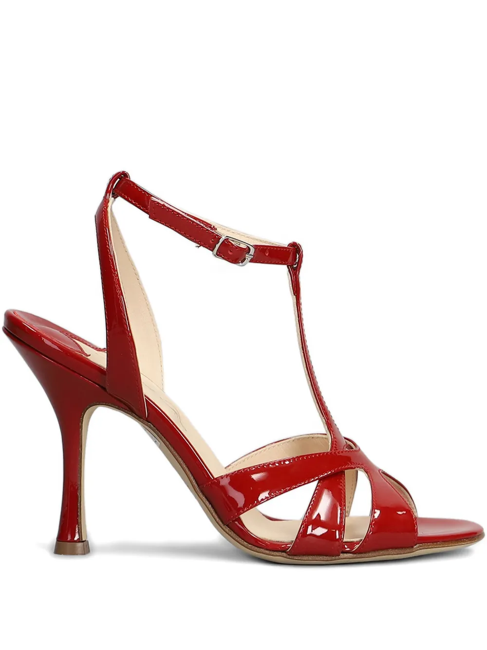 Anna F. 105mm patent-finish sandals Red
