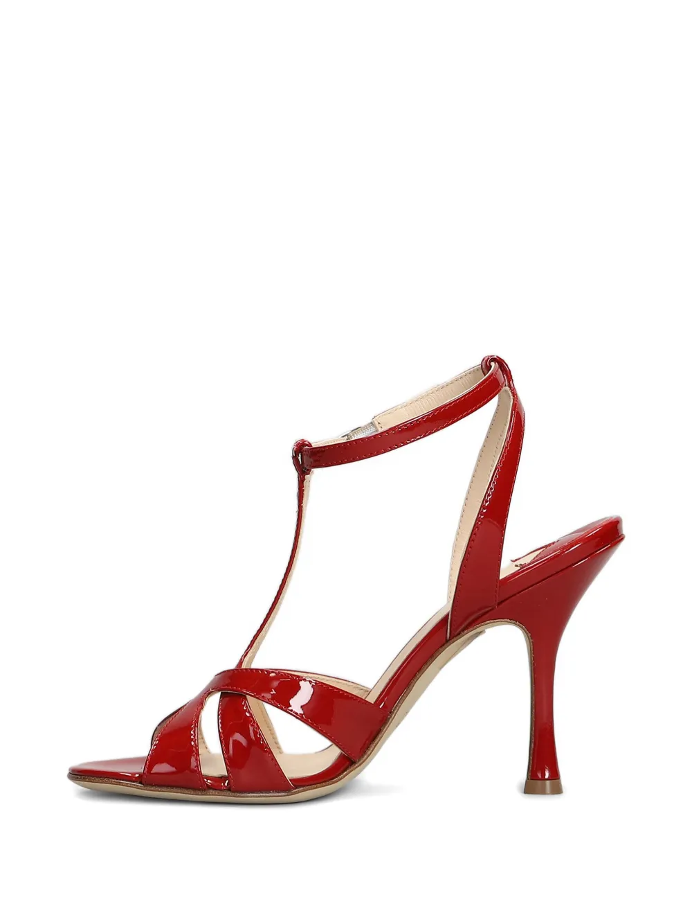 Anna F. 105mm patent-finish sandals Red