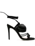 Anna F. 100mm rose-appliqué sandals - Black