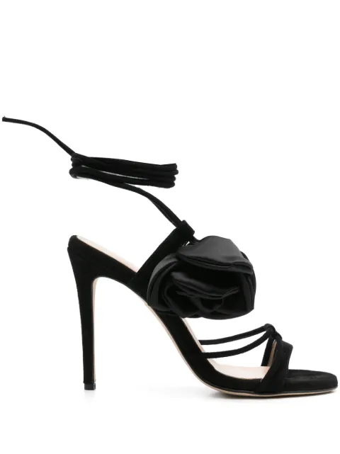 Anna F. 100mm rose-appliqué sandals