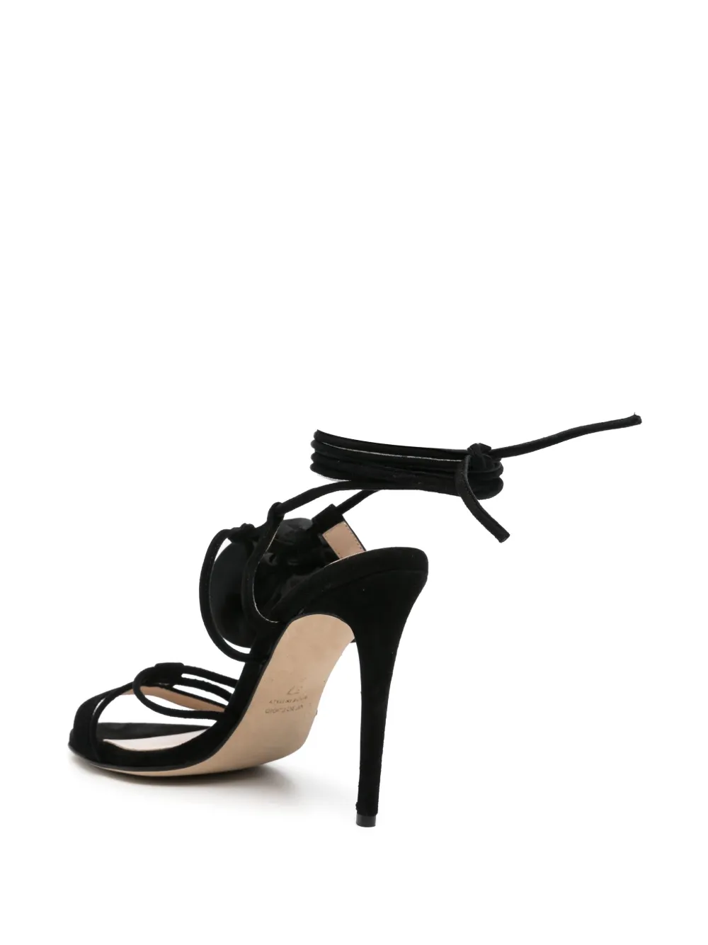 Anna F. 100mm rose-appliqué sandals Black