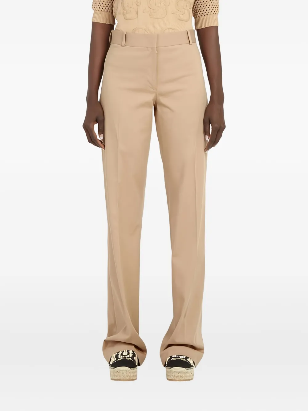 Ferragamo straight-leg cotton trousers Beige