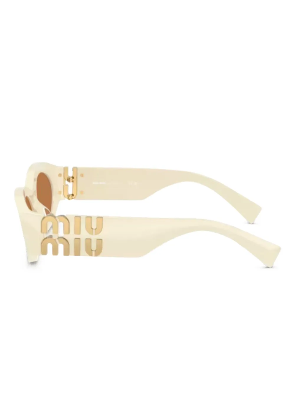Miu Miu Eyewear logo-lettering sunglasses - Beige