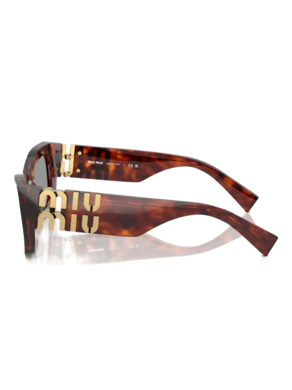 Miu Miu Eyewear logo-lettering sunglasses - Bruin