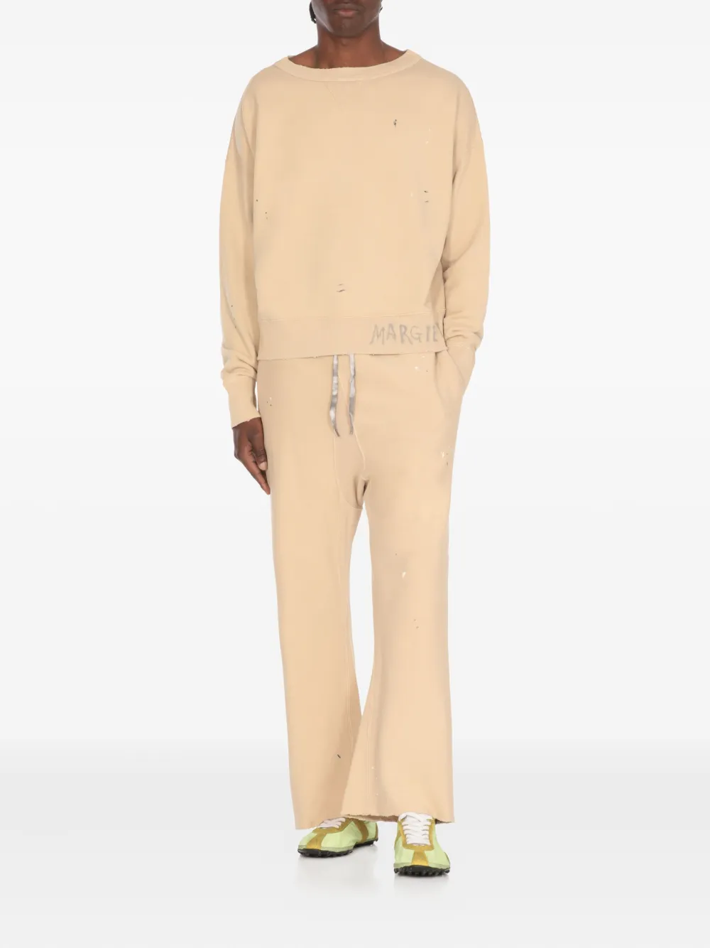 Maison Margiela Cropped broek met trekkoord Beige
