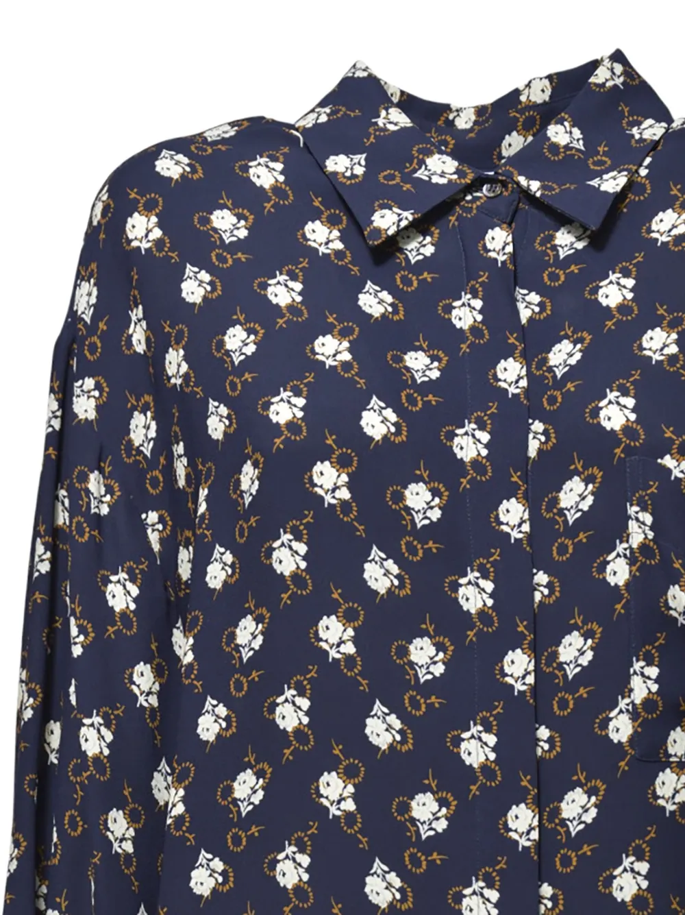 Aspesi Floral-print Viscose Crepe Blouse With Pleated Back