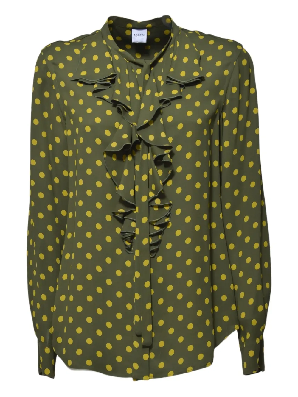 ASPESI polka dot-print ruffled blouse | Green | Image 1