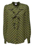 ASPESI polka dot-print ruffled blouse - Green