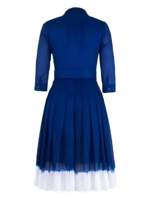Robe Midi Samantha Sung En Coton Imprimé Bleu Marine - Taille M (FR38), Manches 3/4, Occasion