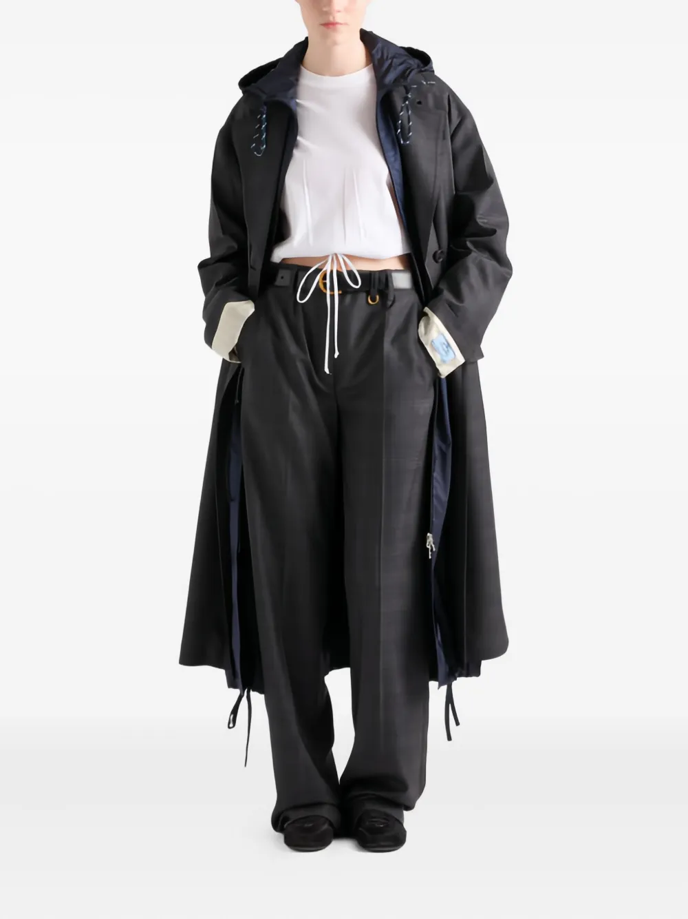 Prada pleated belted trousers - Grijs