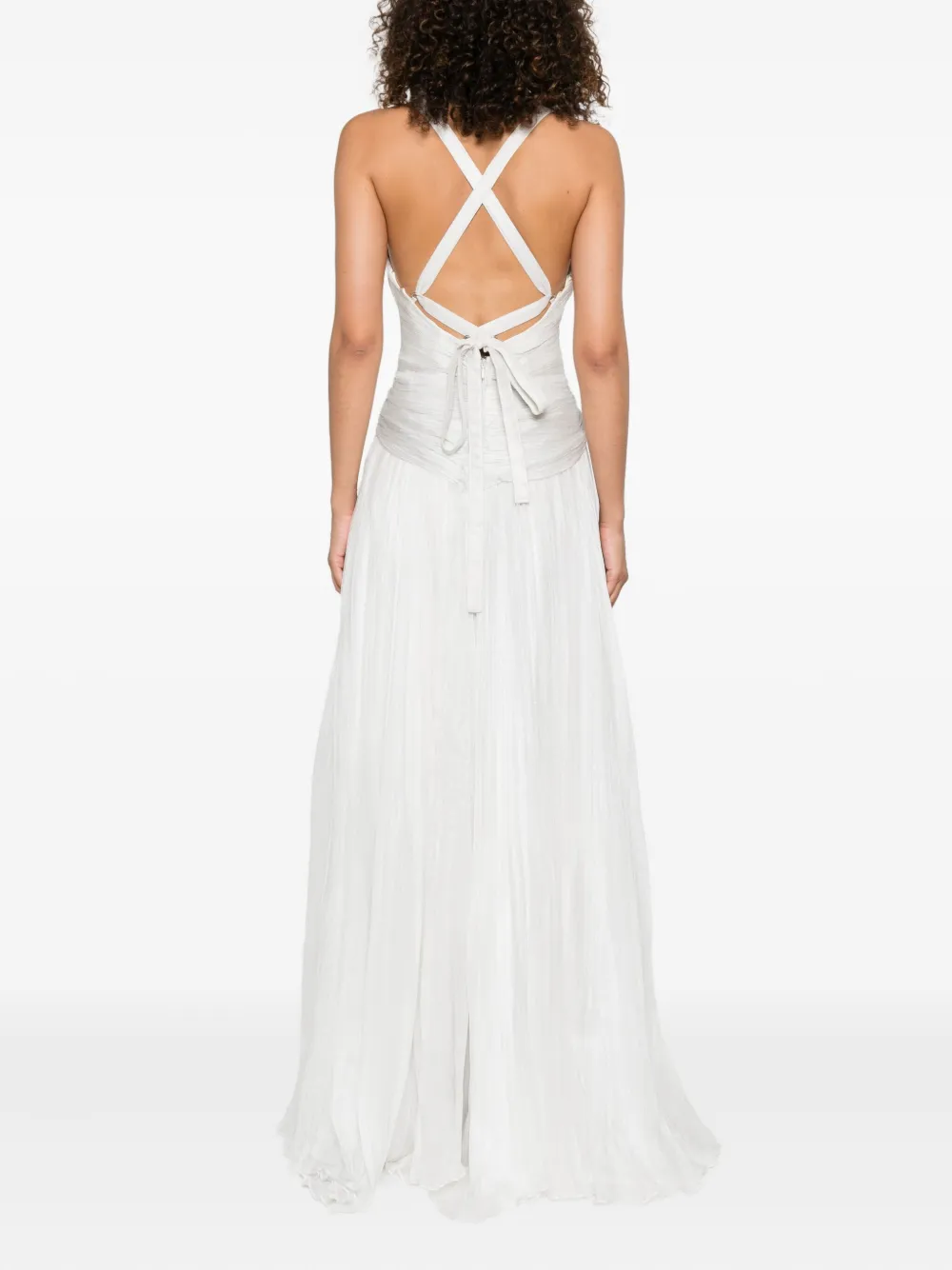 Iris Serban Letita zijden maxi-jurk Beige