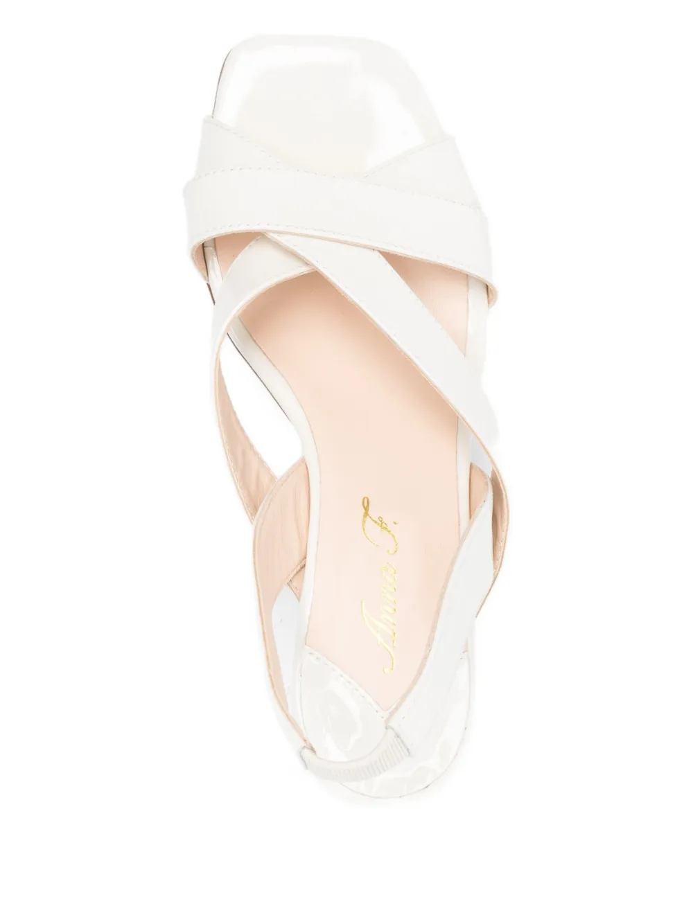 Anna F. 60mm Camelia slingback cross-strap sandals Wit