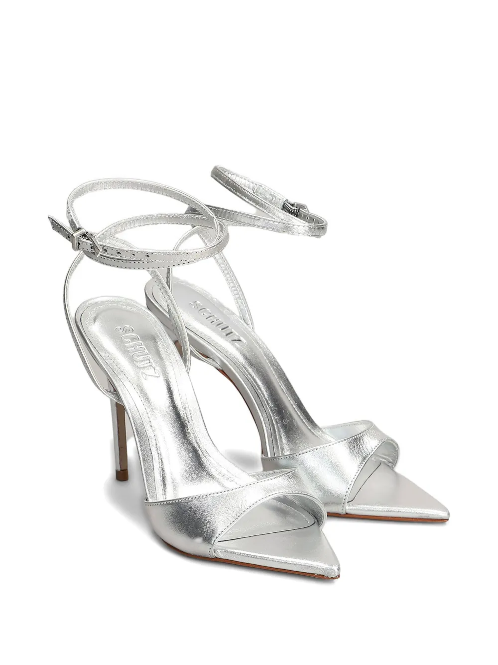 Schutz 100mm leather sandals Silver