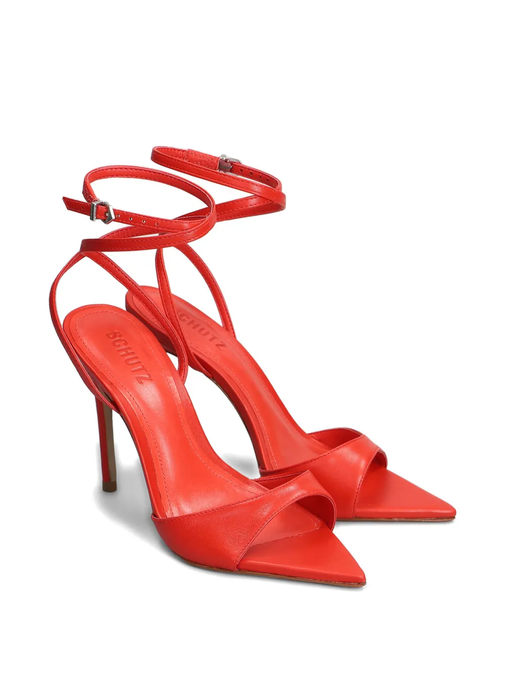 Schutz 105mm leather sandals Red