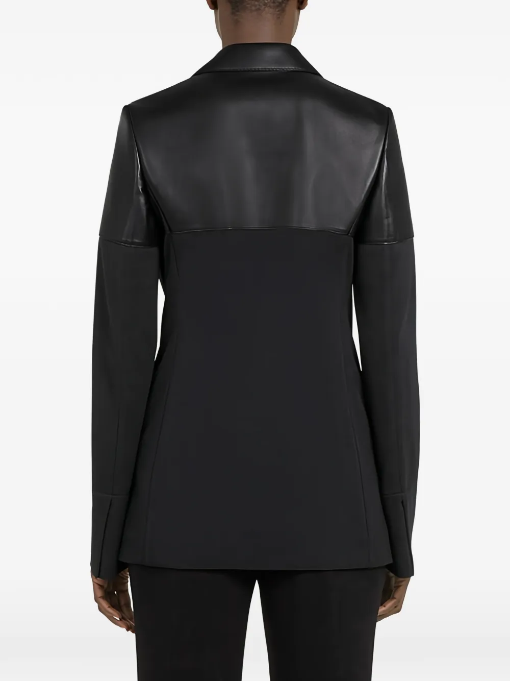 Ferragamo Blazer met leren vlakken en dubbele rij knopen Zwart