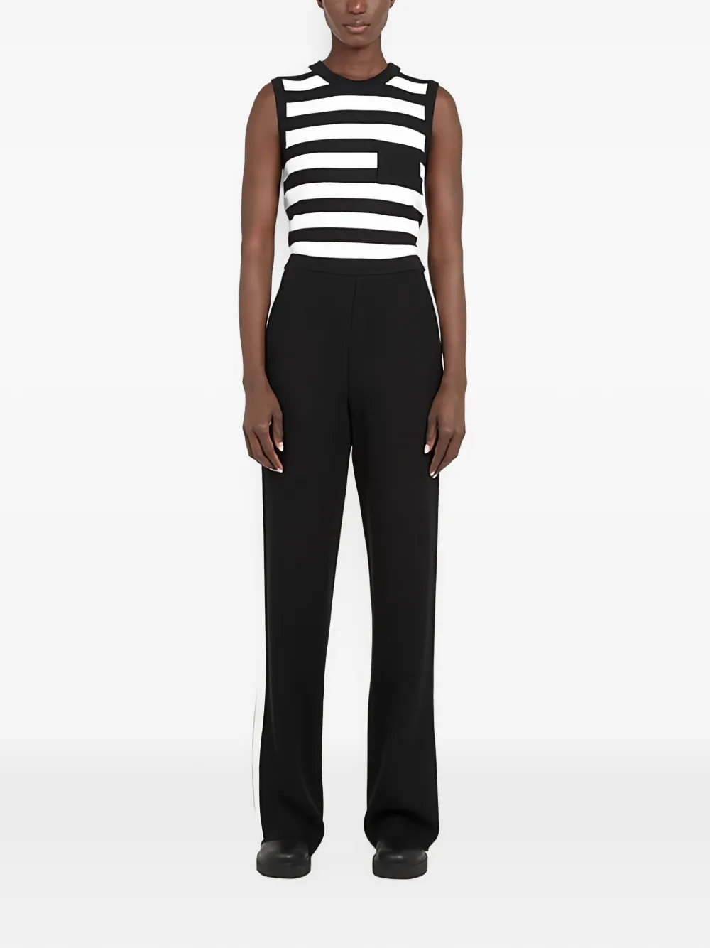 Ferragamo Ribgebreide broek met zijstreep Zwart