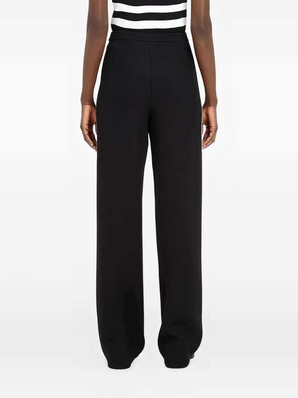 Ferragamo Ribgebreide broek met zijstreep Zwart