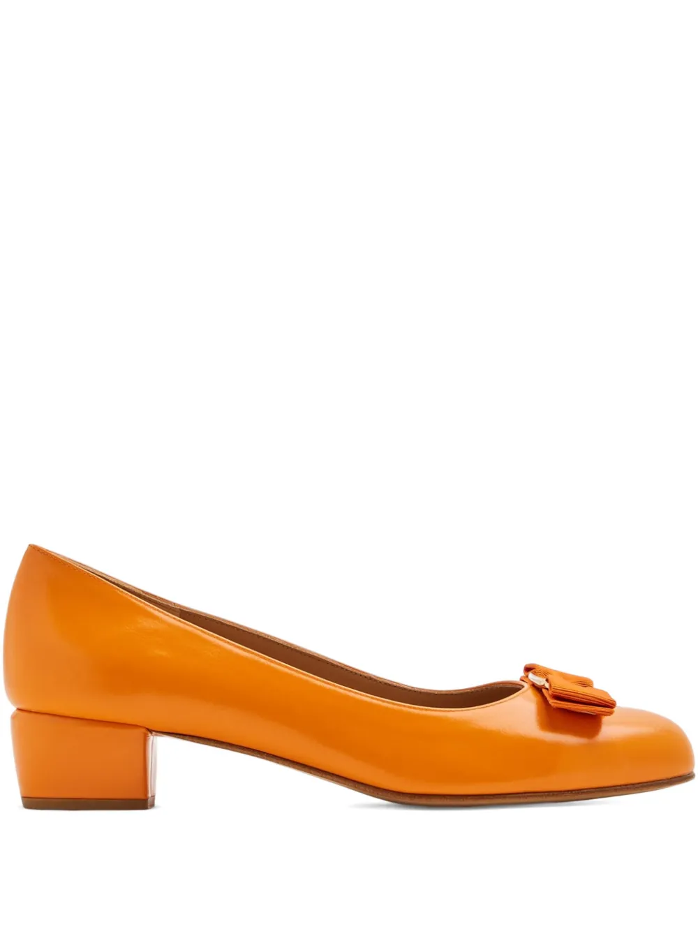 Ferragamo 40mm Vara bow-embellished block-heel pumps Orange