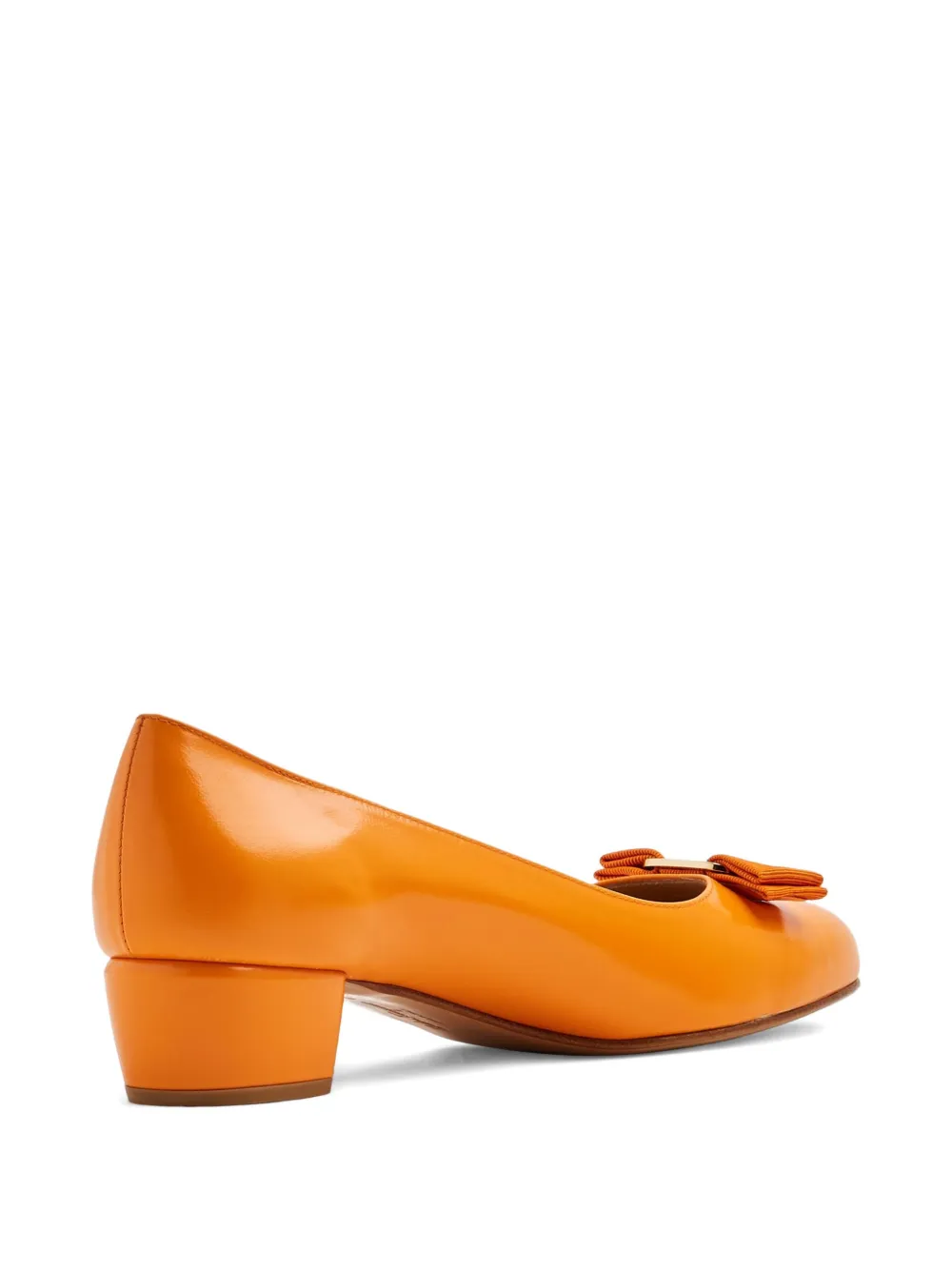 Ferragamo 40mm Vara bow-embellished block-heel pumps Orange