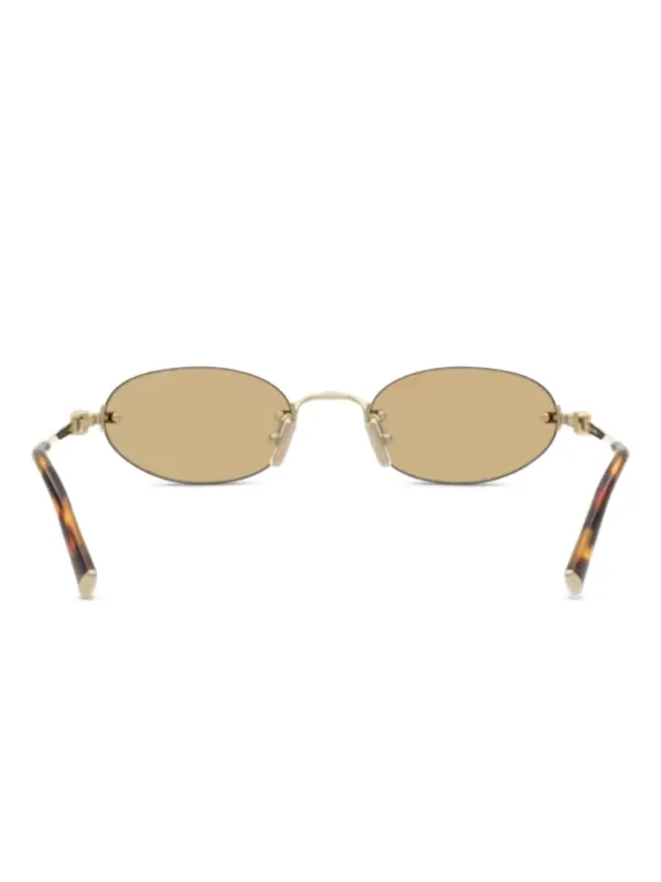 【極美品】miumiu Eyewear Gold Logo Sunglasses Miu Miu Eyewear logo-lettering Sunglasses | Gold | FARFETCH