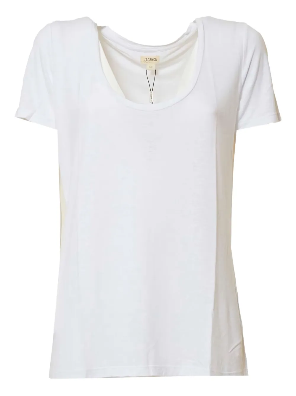 L'Agence T-shirt met diepe ronde hals Wit