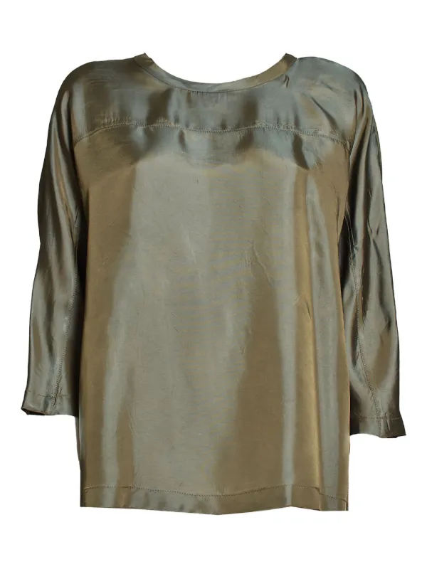 ASPESI Satin-finish Blouse in Green