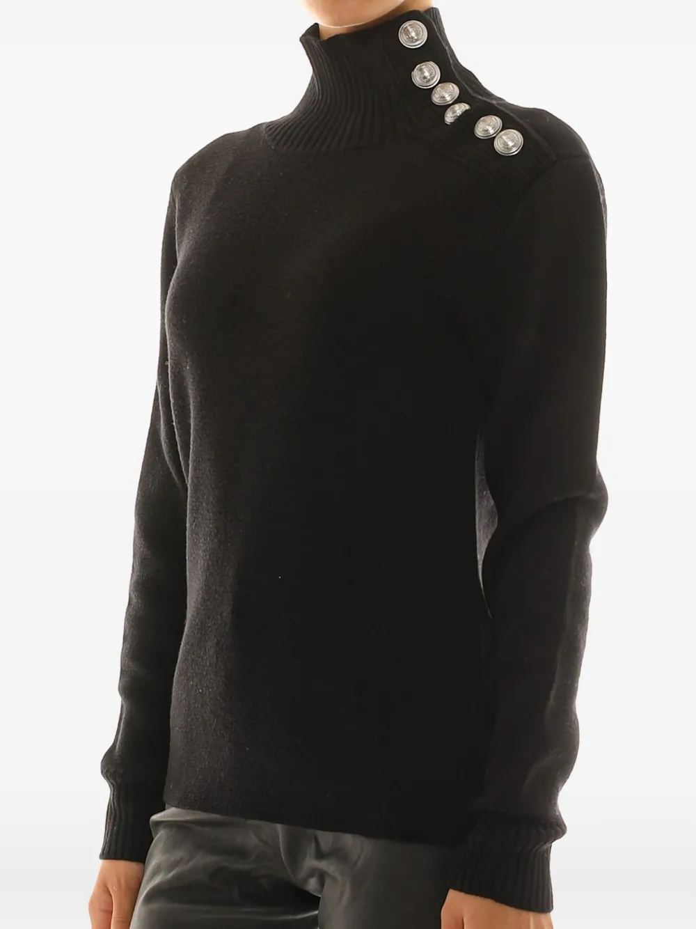RABANNE BUTTON-DETAIL TURTLENECK SWEATER